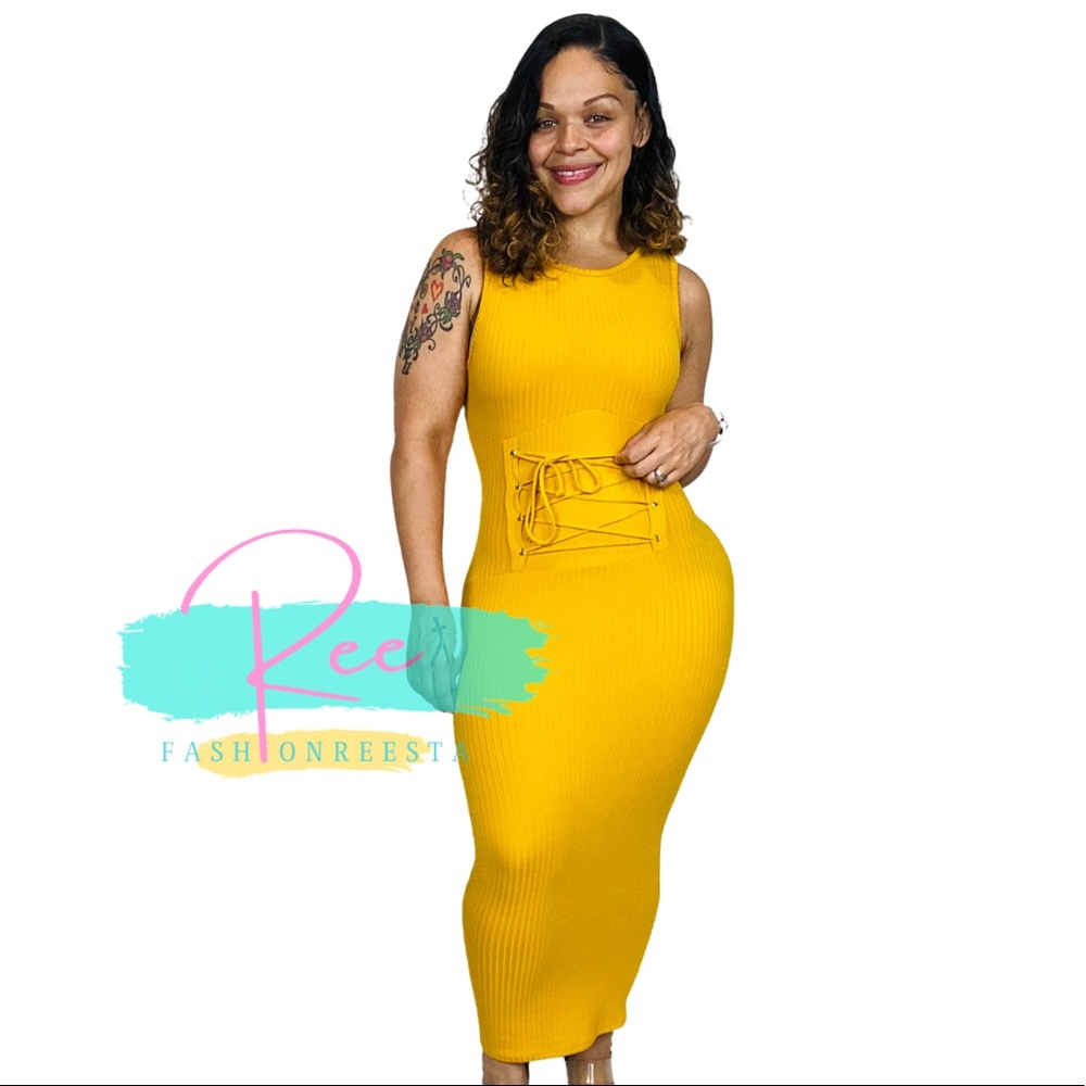 “Classy Corset" Midi Tank-Dress: Small-Large